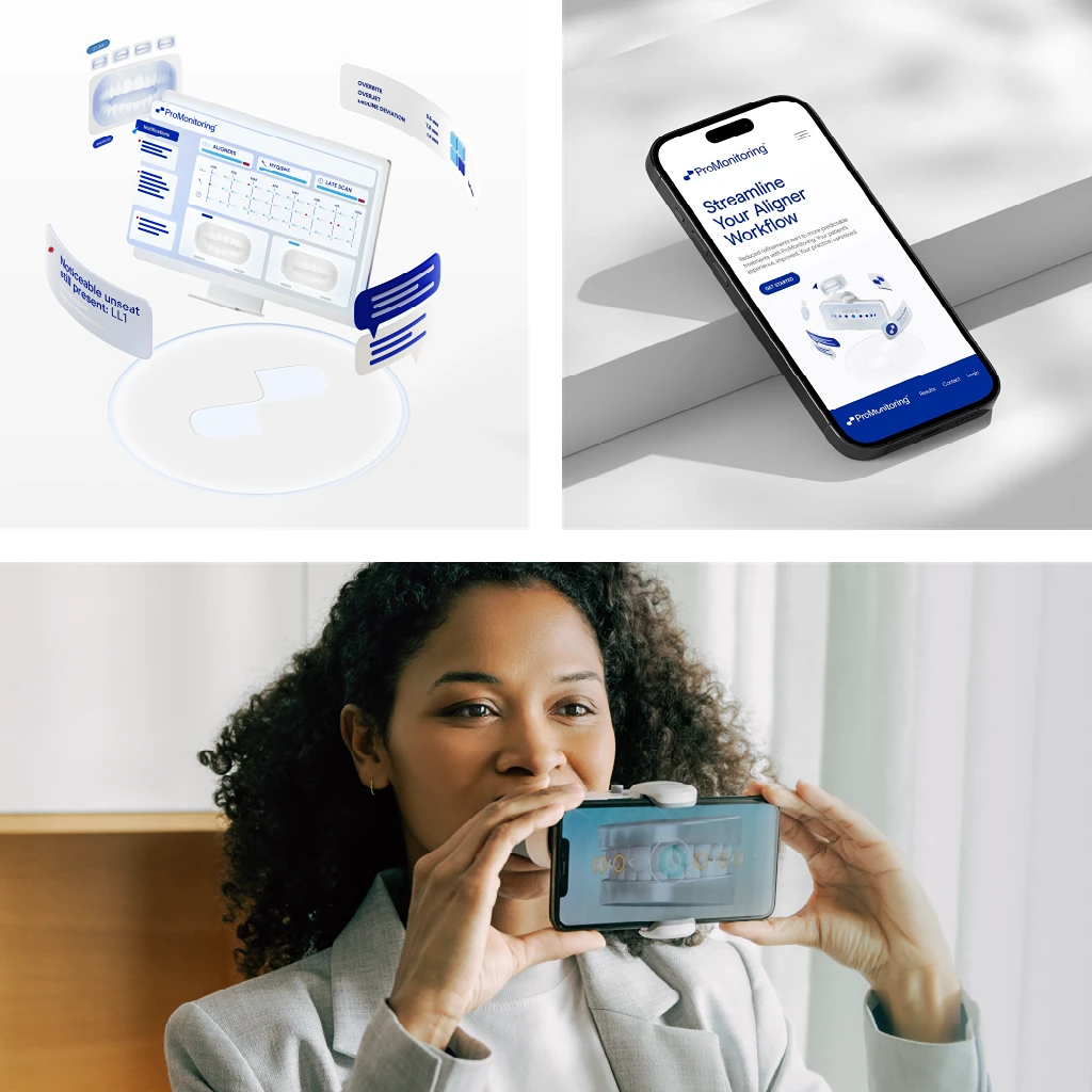 clear aligners woman holding a camera