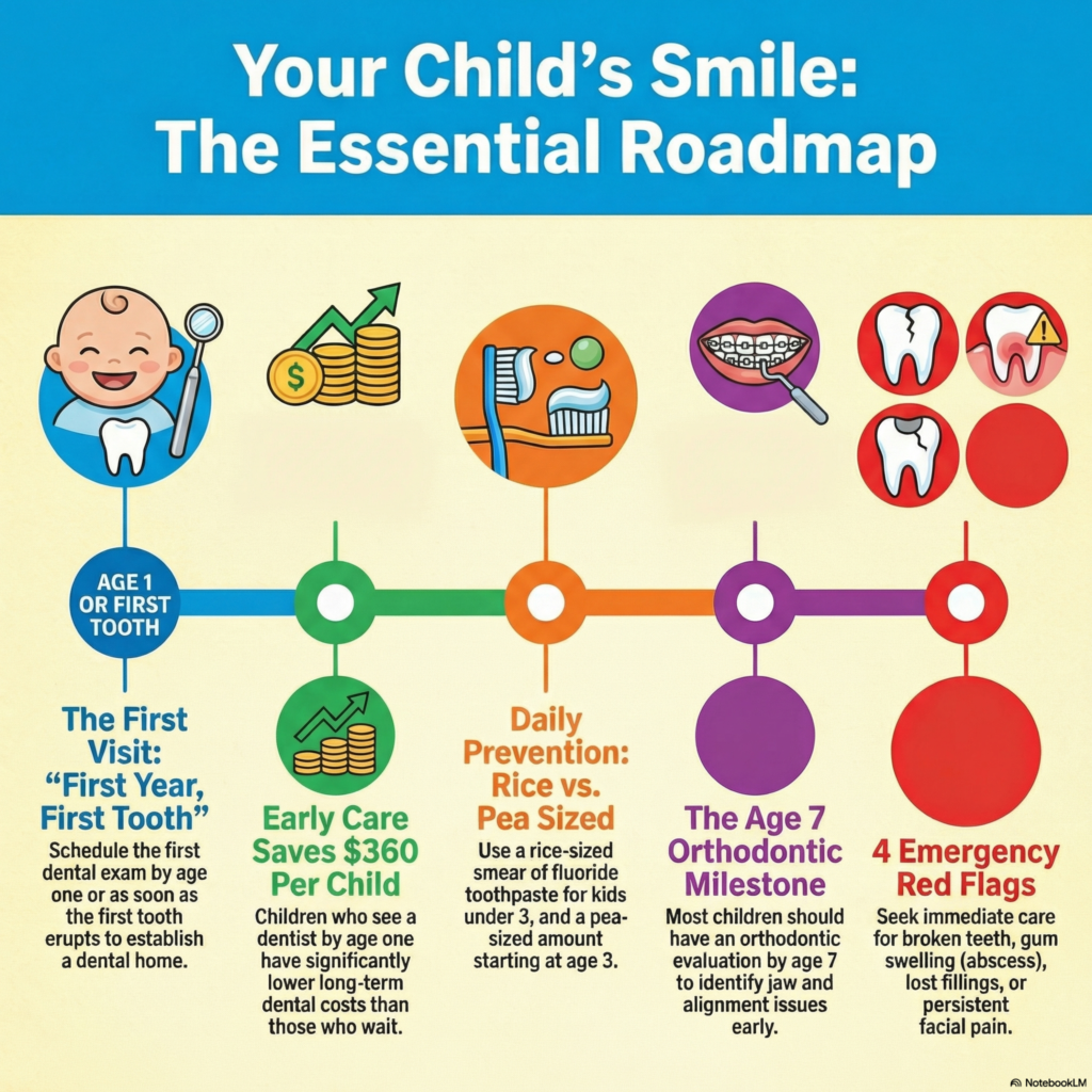 Child dental care roadmap infographic in Columbia SC